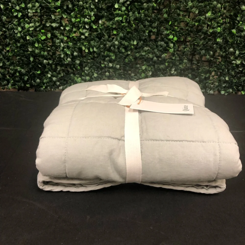 Quince European Linen Box Quilted Sham Mist Size King - Picture 4 of 11